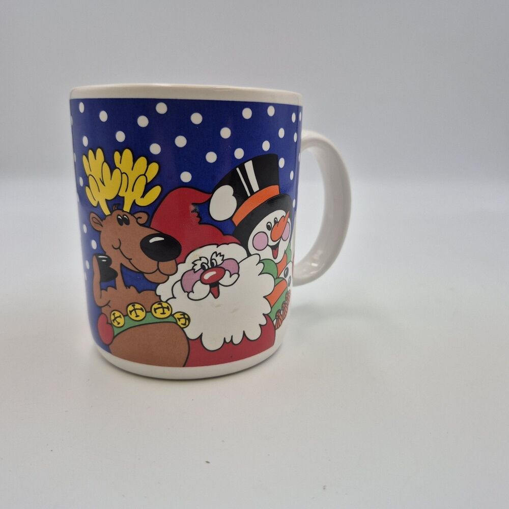 VTG- AVON Santa Claus+Snowman+Reindeer Merry Christmas Coffee Cup Mug EUC